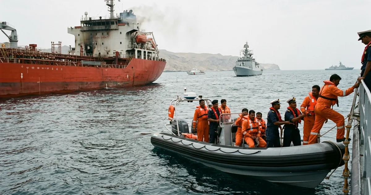 Equipaggio indiano salvato dopo l'attacco a una petroliera al largo dell'Oman