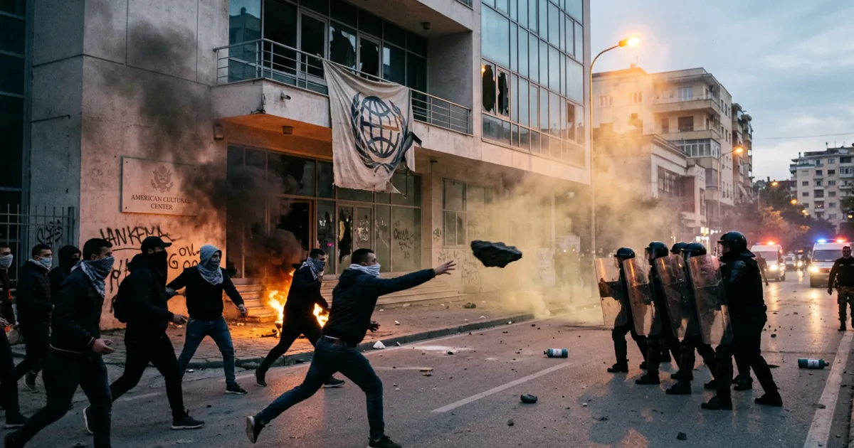 Tensione a Tirana: violenti scontri contro interessi statunitensi